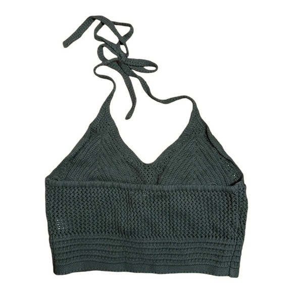 SOLD - green crotchet halter tie top - Picture 2 of 3